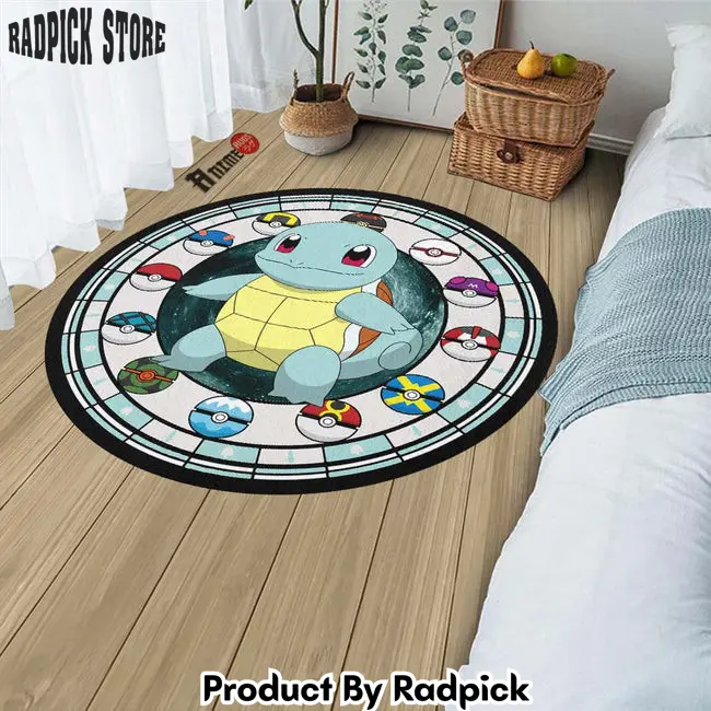 Squirtle round rug custom pokemon anime circle carpet  rp0001031